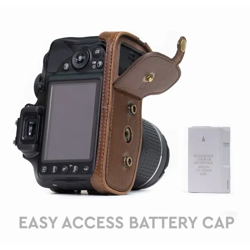MegaGear Nikon D3500 Ever Ready Leather Camera Case and Strap